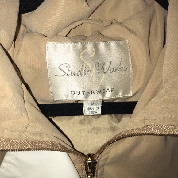 Studio Works Tan Hooded Jacket Size Medium - Picture 4 of 7